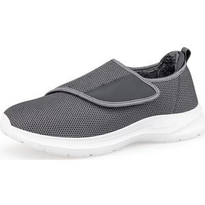 kumosaga Sneakers met bontvoering for heren en dames, warme winterse klittenband enkellaarsjes for de sneeuw, lage antislip- en ademende wandelschoenen for buiten(Gris,46)