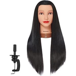 Headwinn - Mannequin Hoofd - Zwart - 26-28 inch - Synthetische Vezel Haar Styling Training Hoofd