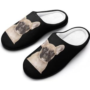 Franse Bulldog Katoenen Slippers Voor Vrouwen Warme Anti-Slip Rubber Zool Huisschoenen Voor Indoor Hotel 9-10 (40-41)