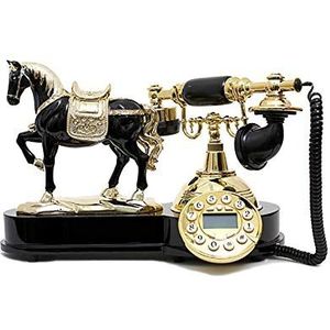 Rotary Dial Telefoons Retro Home Vaste Massief Hout Nieuwe Creatieve Europese Antieke Telefoon Nummer ID (kleur: Noir)