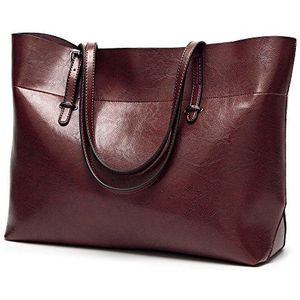 AILEESE Dames Soft lederen handtassen grote capaciteit retro vintage top handvat casual shopper tassen, Paars Groot, 15.5 inches