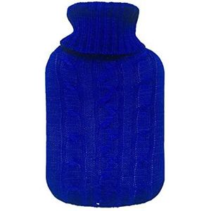 DieffematicRSD Warmwaterkruik Grote zachte natuurrubberen 2L handwarmwaterkruikzak Warme namaakbont fleece gebreide hoes met water gevulde tas (Color : Blue)