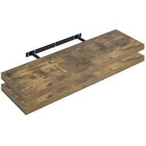 WOLTU RG9317hov-2, wandplank, boekenplank, planken voor decoratieve wandplanken van MDF-hout, set van 2 hangplanken, vintage bruin, 100 x 22,9 x 3,8 cm