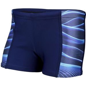 Aquarti Jongens Korte Zwembroek Zwemboxer met Strepen, 11307 Donkerblauw/Blauw, 122