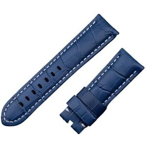 LQXHZ 22mm 24mm 26mm Italië Lederen Horlogeband Compatibel Met Panerai Band Horloge Band Met Tang Gesp PAM441/ 111/386 Accessoires(Color:Light Blue White,Size:22MM PAM_GOLD BUCKLE)