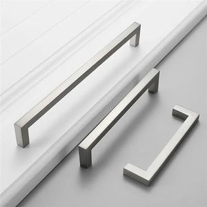 KGUDINZI Moderne aluminiumlegering keukendeurgrepen kastgrepen ladeknoppen kledingkast deurgrepen geborsteld moderne stijl hardware 1 stuk (kleur: geborsteld zilver 192 mm)