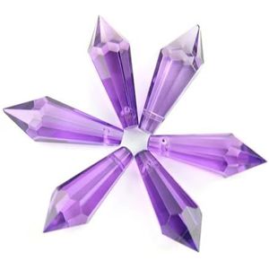 Tuin Suncatchers 38 mm gefacetteerde U-ijspegel druppels K9 kristallen kroonluchter hangers prisma's voor decoratie handgemaakte hanger kettingen (kleur: violet)