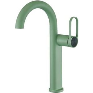 YACODLUL Draaibare uitloop hoge sanitaire kraan huishouden messing wastafel badkamer kraan warm koud (groen hoog)