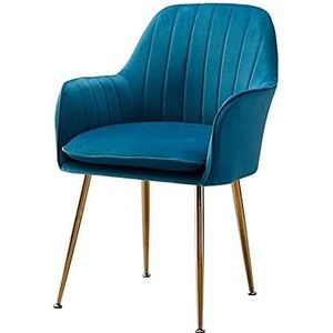 GEIRONV 1 stuks eetkamerstoelen, fluwelen stoel en rugleuningen Woonkamer fauteuil met metalen benen verstelbare voeten make-up stoel Eetstoelen (Color : Blue)
