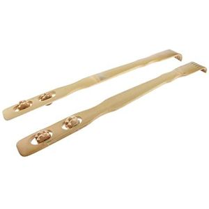 Ruggenkrabbers van bamboehout (46,5 cm) met massagerollen for zwangere ouderen die langere handen nodig hebben. Verlichting van jeuk - 2-pack