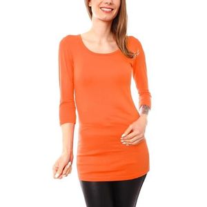 Easy Young Fashion Dames Basic Shirt Longshirt Halmouwen ronde hals Uni