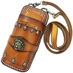 Een kapper, een heuptas, Salongereedschap Holster Tas Koeienhuid Lederen Schaar Etui Kam Haarspeld Houder Taille Schouderband Retro Geel 10x21x5cm