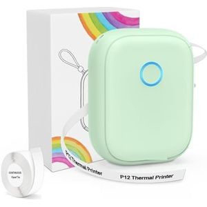 Thermisch Printer Geen Inkt Labelprinter P12 Bluetooth Thermische Printer Draagbare Stickerprinter Mini Etiketteermachine DIY Prijs Barcode Tag Duidelijk Snel(Green)