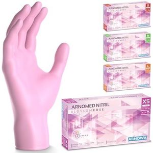 ARNOMED wegwerphandschoenen roze, nitril handschoenen XS, wegwerphandschoenen met 100 stuks per doos, poedervrij. Latexvrije rubber handschoenen, verkrijgbaar in XS, S, M, L