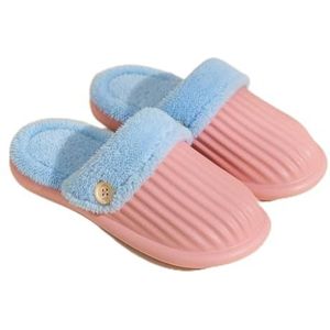 Dames Zomer Slippers Verwijderbare slippers vrouwen nieuwe ontwerp waterdichte schoenen winter hergebruik pluche binnenzool vrouwelijke vrije tijd thuis indoor slip op sandalen Sloffen (Color : Pink