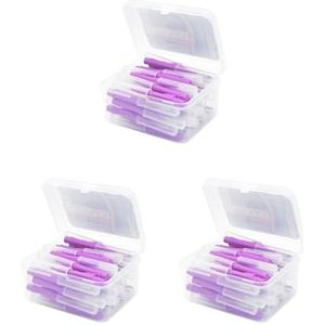 3 Set Van 40 Stuks Interdentale Borstel Hoofd Tanden Borstels Handheld Indoor Mondhygiëne Tool Huishoudelijke Reizen Vakantie Paars 1.2-1.5mm