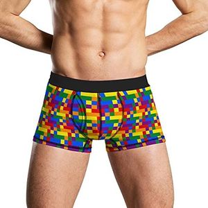 Kleuren LGBT Regenboog Vlag Zacht Heren Ondergoed Comfortabele Ademend Fit Boxer Slip Shorts L
