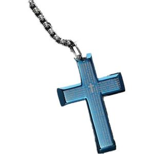 Kerk doopsel hout kruis hanger kettingen voor mannen Bijbel roestvrij staal christelijke religieuze sieraden 24Inch ketting
