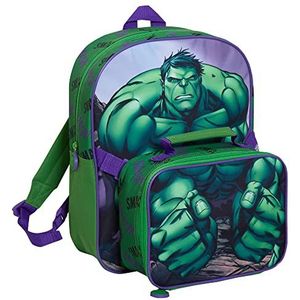 De Hulk Rugzak met lunchtas voor kinderen Marvel schooltas 2-delige bijpassende geïsoleerde lunchset