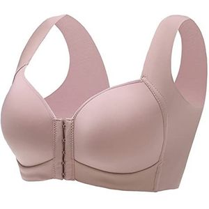 Zomer Dunne Voorsluiting Plus Maat Bh Voor Dames Draadloos Comfort Slaapbeha Terug Gladde Naadloze Vest Bralette (Color : Pink, Size : 36/80CDE)