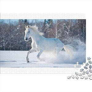 Wit Paard Casse-tête Personnalisé À Partir De Votre Foto, Casse-tête Foto Anti-Stress Jeux ÉduGattoifs Voor Volwassenen Cadeaux D'anniversaire De Noël 500 stuks (52 x 38 cm)
