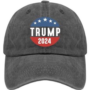 OOWK Trump Trump 2024 Trucker Hoed voor Vrouwen Retro Gewassen Denim Verstelbaar voor Wandelen Gift, Pigment Zwart, one size