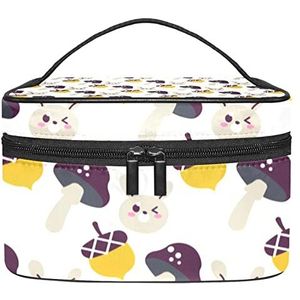 Hand Getrokken Monkey Bunny Acorn & Mashroon Patroon-01 Make-up Organizer Bag, Reizen Make-up Tas Organizer Case Draagbare Cosmetische Tas voor Vrouwen en Meisjes Toiletartikelen, Meerkleurig, 22.5x15x13.8cm/8.9x5.9x5.4in