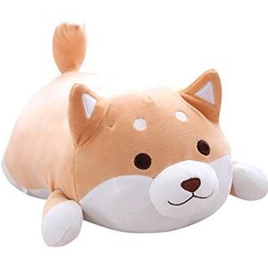 Putuio Schattig Fat Shiba Inu pluche speelgoed, gevuld, zacht Kawaii-dier, cartoon-kussen, 37 cm (bruin)