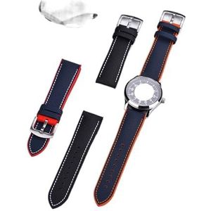 NIEUWE Design Fluoro Rubber Horloge Strap 20mm 22mm Lederen Combinatie Vervanging Horlogeband Geschikt compatibel met allerlei soorten horloge (Color : Blue red, Size : 20mm)