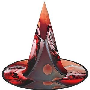 EdWal Boeiende Halloween-hoed: griezelige heks en tovenaar feestpet, voor Halloween-feestdecoratie - rood wijnglas gejuich