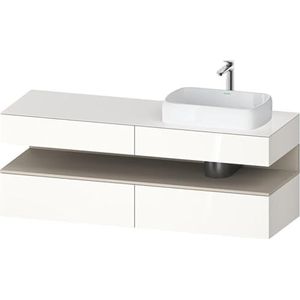 Duravit Qatego console badmeubel, 2 uitschuifelementen, 2 laden, uitsparing rechts, 1600x550x600mm, niche taupe supermat, QA4778083, Kleur: Witte hoogglans