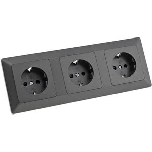 MILOS - Drievoudige Contactdoos - Antraciet - Met UP-frame