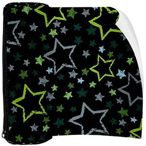 Potlood Case Pen Tas Houder met Rits Coin Organizer Tassen Make-up Cosmetische Pouch voor Vrouwen Tiener Meisjes Jongens Kinderen, Groen Blauwe Sterren Donkere Achtergrond