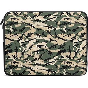 Groene Camouflage Gun Wapen Nieuwigheid Laptop Sleeve Bag Beschermhoes Handtassen Draagbare Laptop Tas 10-17 Inch