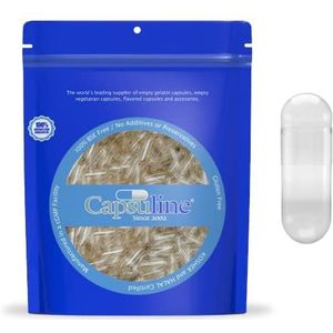 Capsuline Gelatine Lege Capsules, 5000 Count, Lege Gel Pillen Capsules, DIY Pure Bovine Pill Capsule Vulling, Lege Caps, Kosher, Glutenvrij en Niet-GMO gecertificeerd, Helder