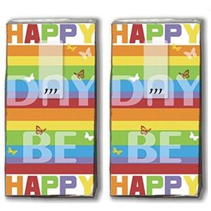 20 zakdoeken (2 x 10) Colourful Day – kleurrijke dag / Happy Day / Be happy / zakdoeken met motief