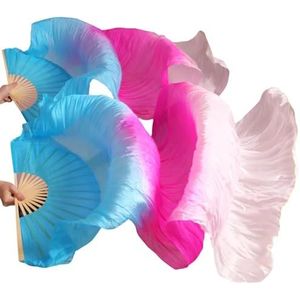 Buikdansventilator buikdans zijden fans handgeverfde zijde 1 paar buikdansfans voor feestpodiumprestaties (kleur: paars, maat: XL-230 cm-1 paar (2 stuks))