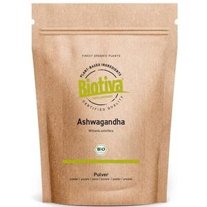 Biotiva Ashwagandha Powder Organic 100g - Ashwaganda Root Powder - Sleep Berry - Ayurveda - Indiase Ginseng - Withania Somnifera - Gebotteld in Duitsland (DE-ÖKO-005) - Veganistisch