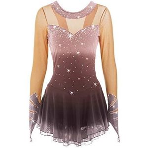 D,11/13,PONNYC Schaatsjurk Met Kleurverloop Voor Meisjes Kunstschaats Kleding Met Hoge Elasticiteit Gymnastiek Performance Turnpakjes Winter Sport Kleding Met Volledige Diamantvorm