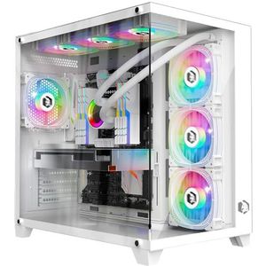 EMPIRE GAMING - (2024 Nieuw) CL-242 Gaming PC-behuizing - ARGB Middelse Toren ATX, Micro-ATX en ITX - 7 ventilatoren 120 mm 3-pins 5 Volt LED RGB adresseerbaar - MB Sync - Wit