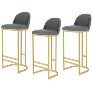 Barkruk Set Van 3, Gouden Ijzeren Barstoel, Met Leer Beklede Barkrukken Met Rugleuning, Geschikt For Keuken, Lounge, Bar, Kantoor, Enz (Color : Gold, Size : 42x37x78cm)