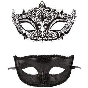 Maskerade maskers voor paar Venetiaanse vrouw kant mannen PP cosplay kostuum carnaval prom feest persoonlijkheid hoofdtooi maskers maskerade masker (kleur: zwart 2)