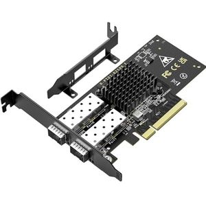 10Gb SFP+ PCIe NIC Netwerkkaart met Dual 10Gbps SFP+ Poort, Intel 82599(X520-DA2) Chip, VIMIN 10G Ethernet LAN Adapter ondersteunt Windows7/8/10/11/Linux/VMware, compatibel met PCI Express X8 & X16