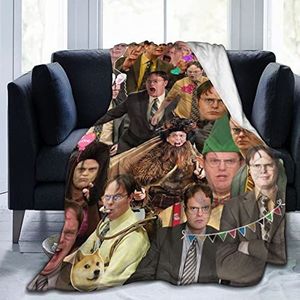 Deken Dwight Schrute Zachte en Comfortabele Wollen Fleece Gooi Dekens voor Bank Kantoor Auto Camping Yoga Reizen Woondecoratie Gezellige Pluche Strand Deken Gift