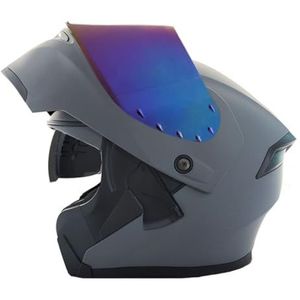 Opklapbare Motorhelmen ECEDOT-Goedgekeurde Integraalhelm Met Geïntegreerd Motormodulaire Helm Met Dubbel Vizier Crash Racing Helm Ventilatie Heren Dames 7,L:59-60CM