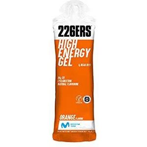 226ERS - High Energy Gel, Energiegel voor sporters, BCAA, Cyclodextrine, koolhydraten, Glucose- en spijsverteringsbevorderend, Glutenvrij, Veganistisch, Sinaasappelsmaak, 1 x 76 g