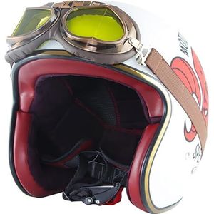 Retro MotorfietsJethelmen met Binnenzonneklep Retro Motorhelm Chopper Scooter 3/4 Jethelmen Casco Moto DOT/ECE H,XXL63-64CM