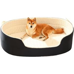 Hondenmand Pet Bed House Slaapbedden voor grote middelgrote kleine honden Zachte wasbare hondenkennelmat Huisdierbed (Color : Beige, Size : XXL-L110xW70cm)