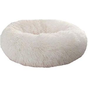 Winter Round Dog Bedden for Honden Kat Warm Slaaplanterfanter Mat Puppy Kennel Lange Pluche Huisdier Bed (Color : White, Size : 40cm)