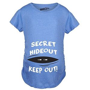 Maternity Secret Hideout Baby Peeking Maternity Shirt Funny Pregnancy Shirts (Heather Light Blue) - XL